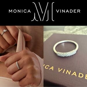 Monica Vinader Fiji Diamond & Sterling Silver Pavé Ring, Sz 8/Q
